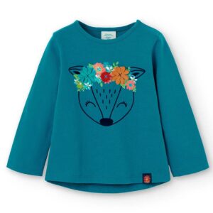 Boboli Camiseta punto básica de niña 235033 4602 AZUL CORDONETS