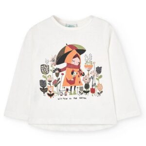 Boboli Camiseta punto básica de niña 237013 1111 CRUDO CORDONETS