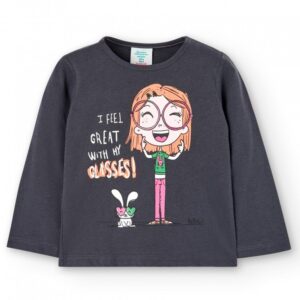 Boboli Camiseta punto básica de niña 297053 8116 GRIS CORDONETS