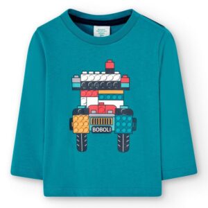 Boboli Camiseta punto básica de niño 307044 4645 TURQUESA CORDONETS