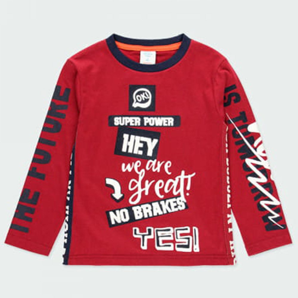 Boboli Camiseta punto básica de niño 503053 3727 BURDEOS CORDONETS