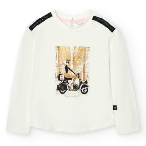 Boboli Camiseta punto básica de niña 727501 1111 CRUDO CORDONETS