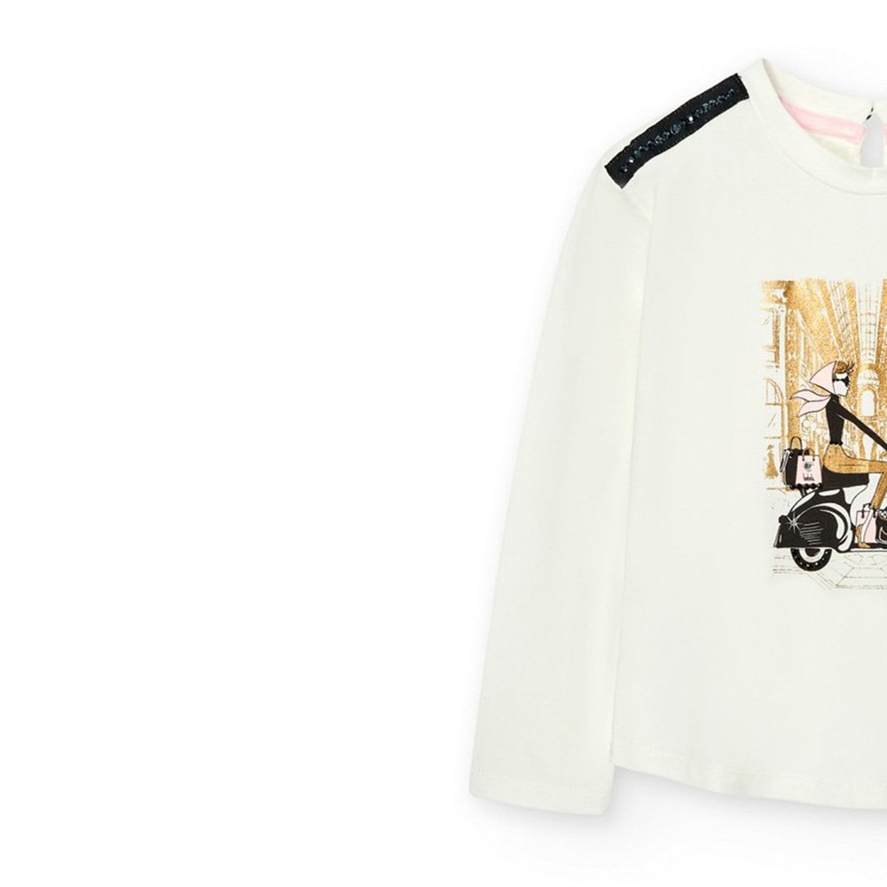 Boboli Camiseta punto básica de niña 727501 1111 CRUDO CORDONETS - Imagen 2