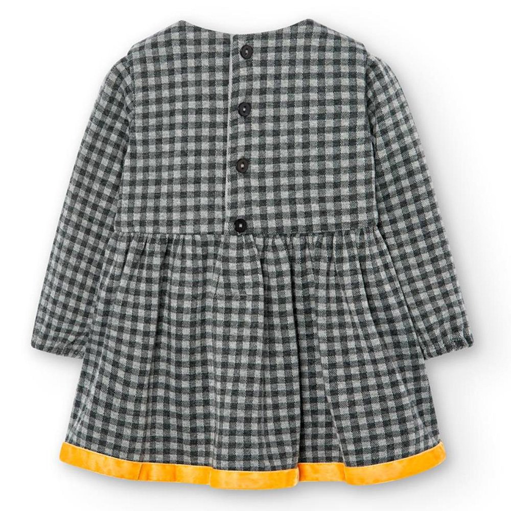 Boboli Vestido de bebé niña 707015 GRIS con Cárdigan Chaqueta niña 707004 MOSTAZA CORDONETS - Imagen 2