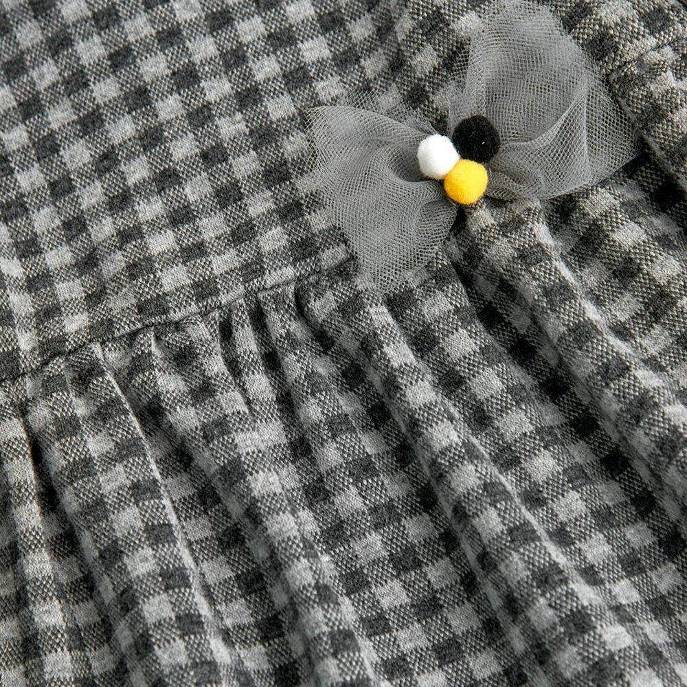 Boboli Vestido de bebé niña 707015 GRIS con Cárdigan Chaqueta niña 707004 MOSTAZA CORDONETS - Imagen 3