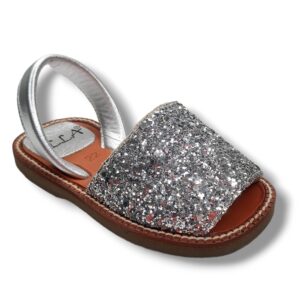 Sandalia ILLA L´AVARCA Abierta Menorquina Ibicenca 2701 GLITTER PLATA CORDONETS