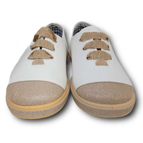 Vulpeques Zapatilla Lona Niña 1000-PPM BLANCO-ORO CORDONETS - Imagen 3