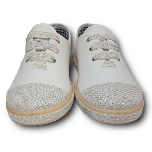 Vulpeques Zapatilla Lona Niña 1000-PPM BLANCO-PLATA CORDONETS - Imagen 3