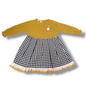 Juliana Vestido Cuerpo Punto Tela Niña Vistiendo Bebes J8148 MOSTAZA CORDONETS