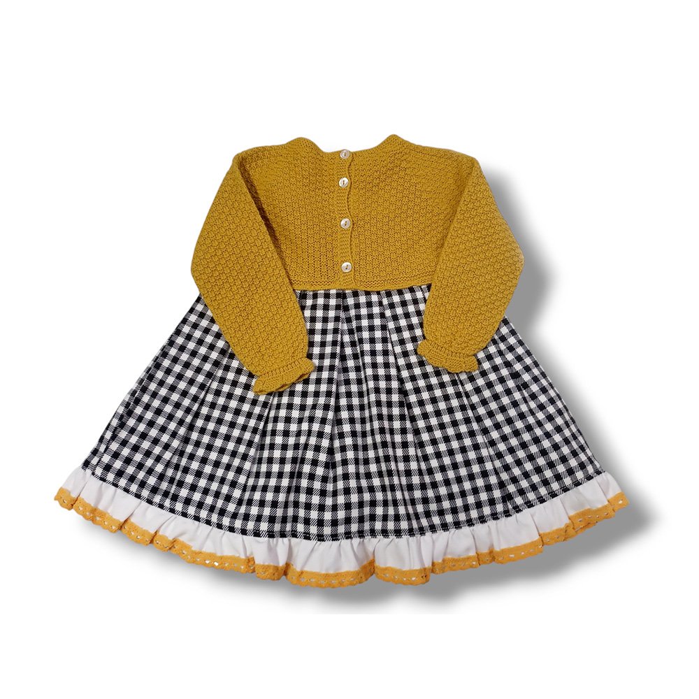 Juliana Vestido Cuerpo Punto Tela Niña Vistiendo Bebes J8148 MOSTAZA CORDONETS - Imagen 8