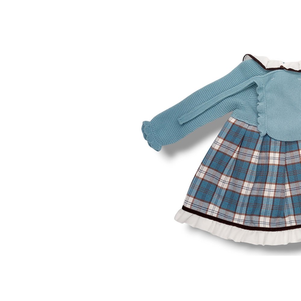 Juliana Vestido Cuerpo Punto Tela Niña Vistiendo Bebes J8160 AZUL NUBE CORDONETS - Imagen 5