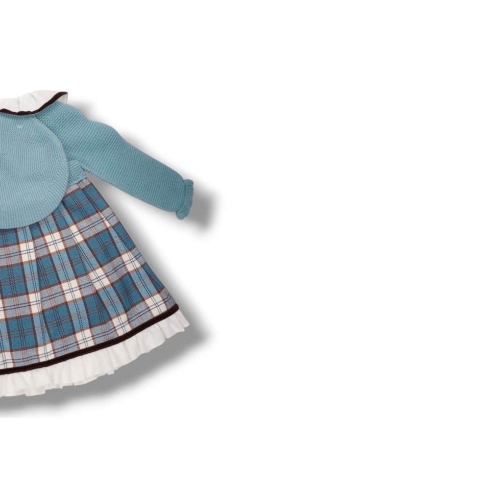 Juliana Vestido Cuerpo Punto Tela Niña Vistiendo Bebes J8160 AZUL NUBE CORDONETS - Imagen 6