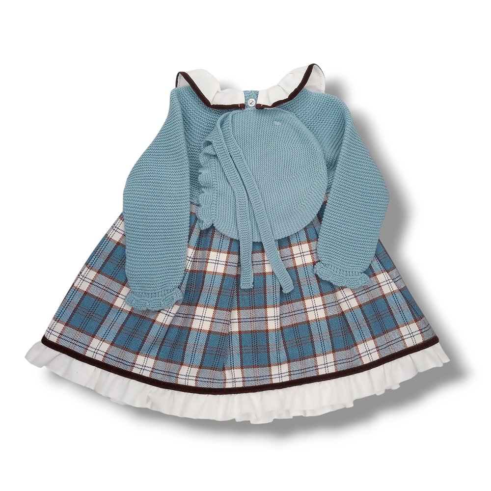 Juliana Vestido Cuerpo Punto Tela Niña Vistiendo Bebes J8160 AZUL NUBE CORDONETS - Imagen 8