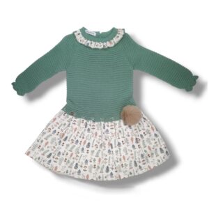 Juliana Vestido Cuerpo Punto Tela Niña Vistiendo Bebes J8164 BOSQUE CORDONETS