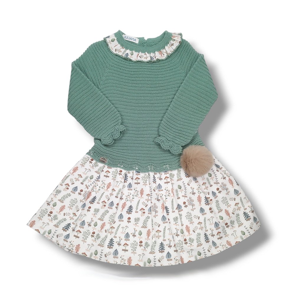 Juliana Vestido Cuerpo Punto Tela Niña Vistiendo Bebes J8164 BOSQUE CORDONETS - Imagen 7