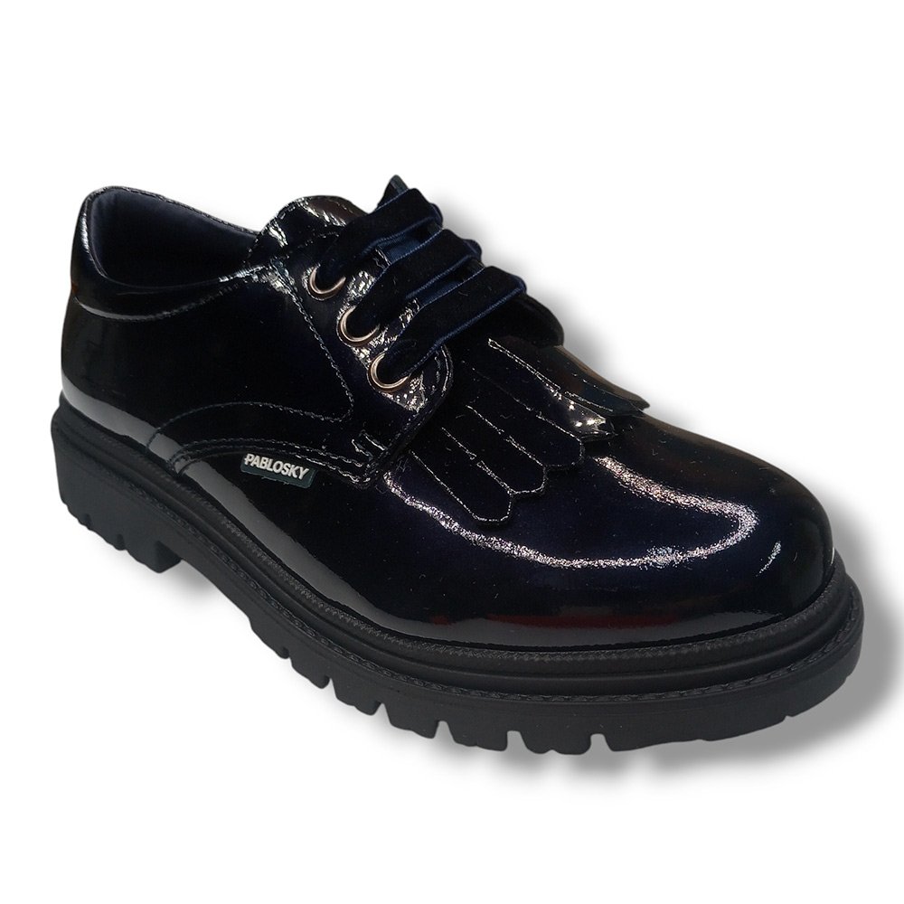 Pablosky Zapato Blucher Colegial Niña 360529 CHAROL MARINO CORDONETS