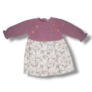 Popys Vestido punto de bebé Niña Moda Para Bebe 28289 BERENJENA CORDONETS