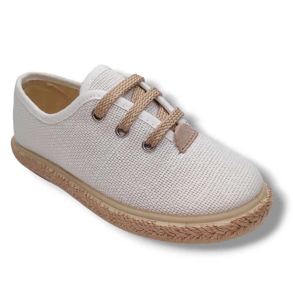 Vulpeques Zapatilla Lino Niño 1000-LC BLANCO CORDONETS