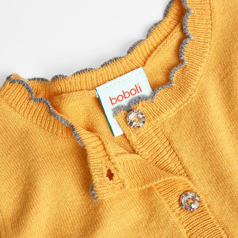Boboli Vestido de bebé niña 707015 GRIS con Cárdigan Chaqueta niña 707004 MOSTAZA CORDONETS - Imagen 8