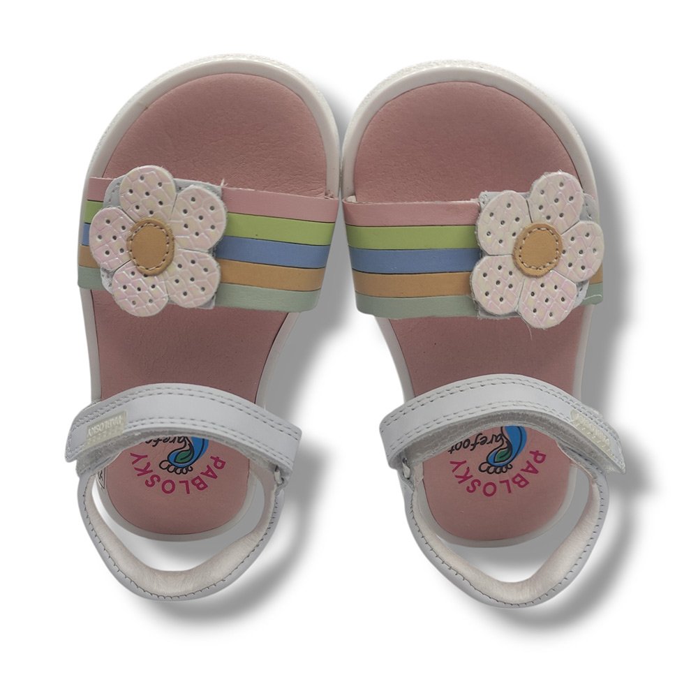 Pablosky Sandalia Abierta Niña Barefoot 073100 BLANCO ROYALE CORDONETS - Imagen 6