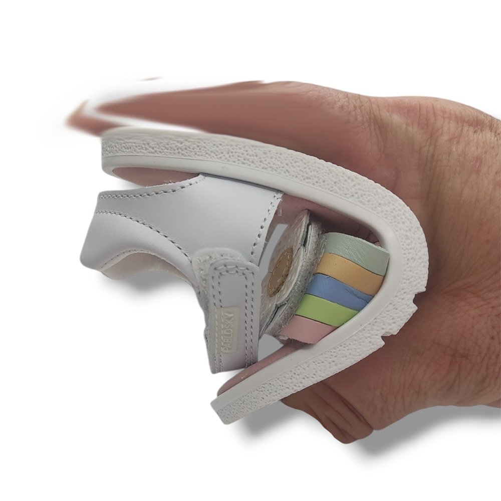 Pablosky Sandalia Abierta Niña Barefoot 073100 BLANCO ROYALE CORDONETS - Imagen 8